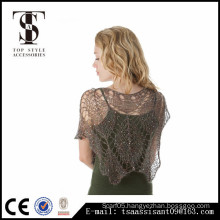 Sparking lace leaf shawl high quality fashion style for lady acrylic scarf